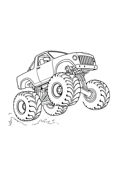 Detailed Monster Truck Jumping Coloring Page