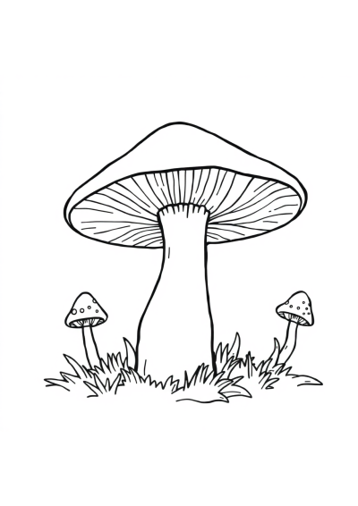 Detailed Mushroom Forest Coloring Page