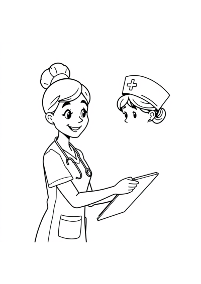 Detailed Nurse Helping Coloring Page