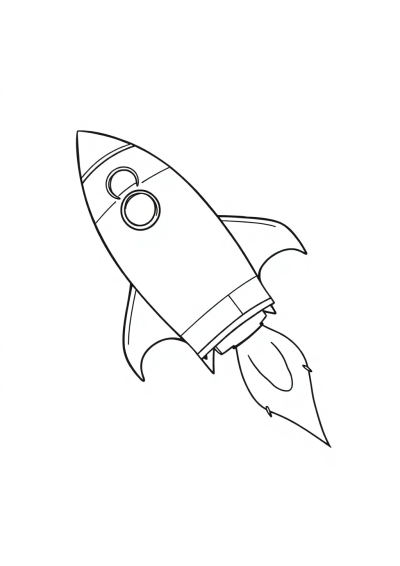 Detailed Rocket Ship Flying Coloring Page
