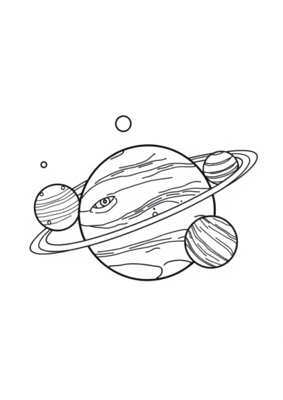 Printable Detailed Solar System Planets Coloring Page