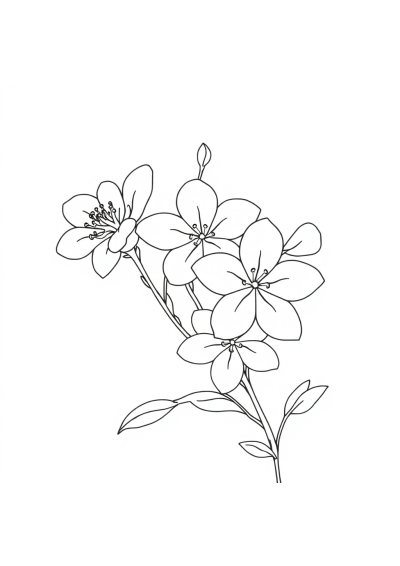 Detailed Spring Blossoms Coloring Page