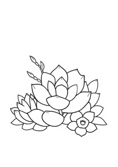 Detailed Succulent Plants Coloring Page
