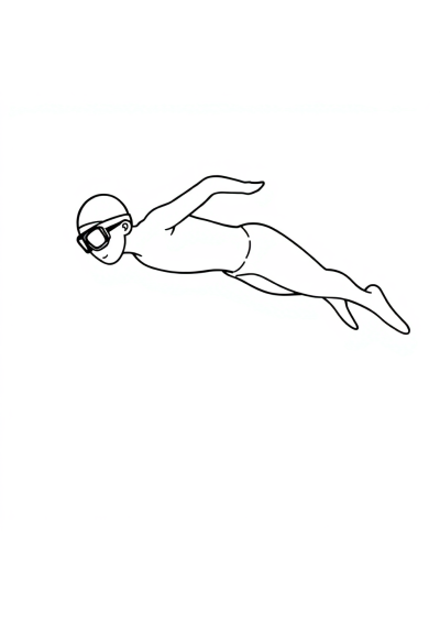 Detailed Swimmer Diving Coloring Page