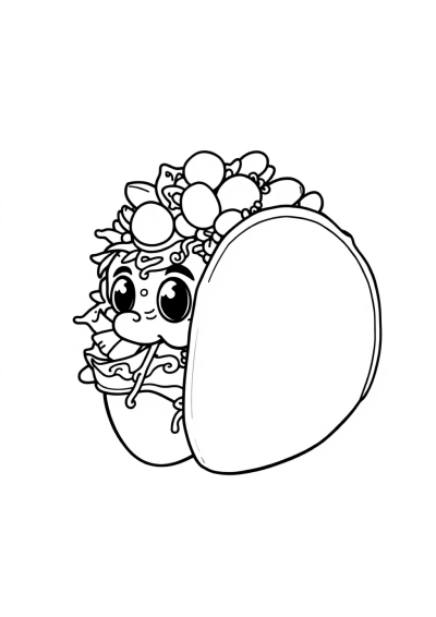 Detailed Taco Coloring Page