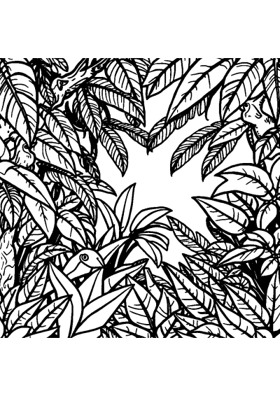 Detailed Tropical Jungle Coloring Page