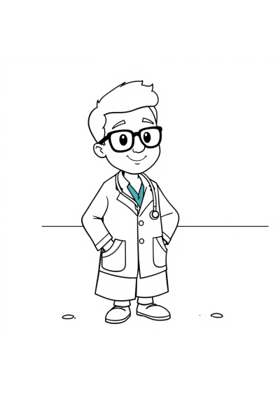 Doctor With Stethoscope On Beach Coloring Page
