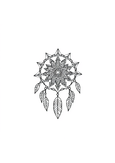 Dreamcatcher Mandala In Winter Coloring Page