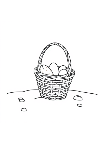 Easter Basket On Beach Coloring Page