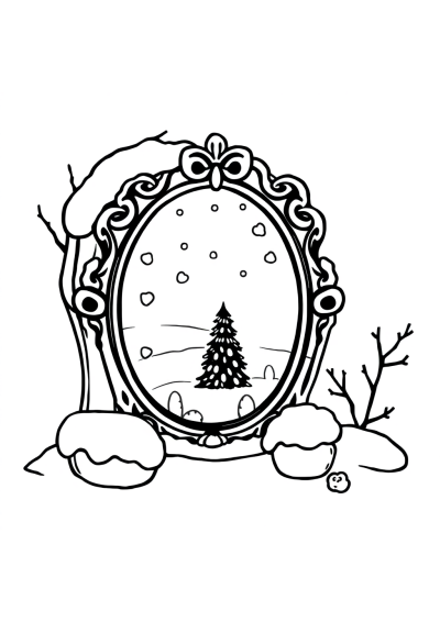 Enchanted Mirror In Winter Coloring Page