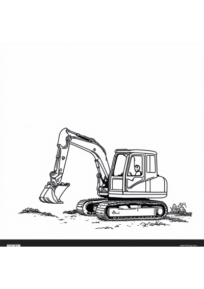 Excavator Digging Coloring Page