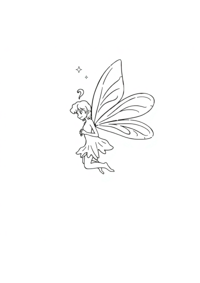 Fairy With Wings At Night Coloring Page