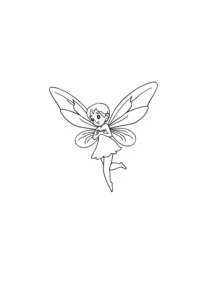 Fairy With Wings In Space Coloring Page