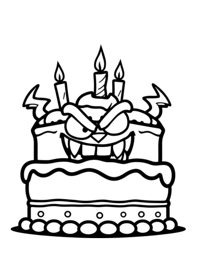 Fierce Birthday Cake With Candles Coloring Page