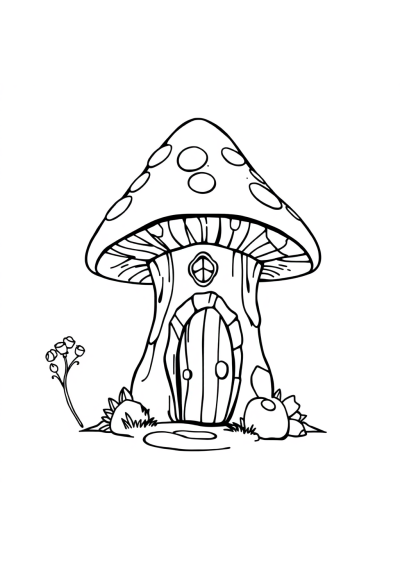 Fierce Fairy Mushroom House Coloring Page