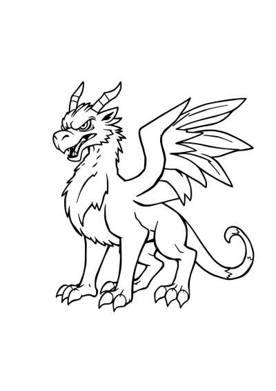 Fierce Griffin Creature Coloring Page