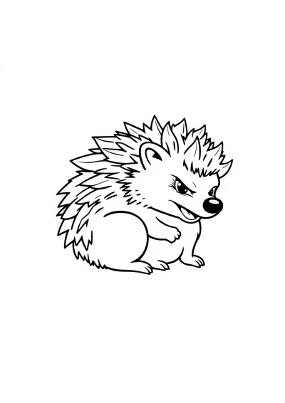 Fierce Hedgehog Curled Up Coloring Page