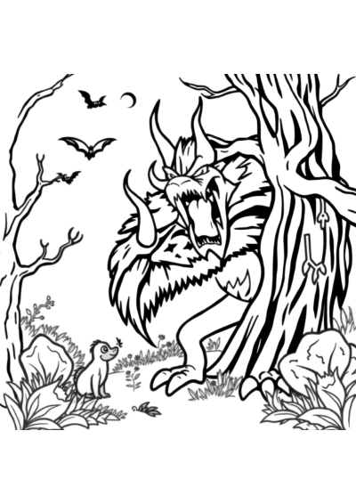 Fierce Magical Forest Coloring Page