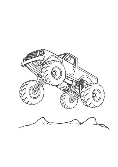 Fierce Monster Truck Jumping Coloring Page