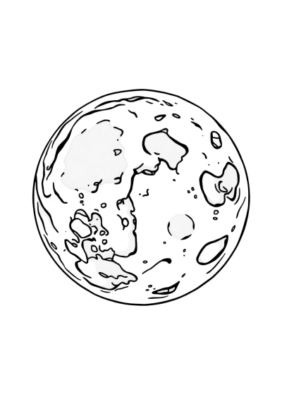 Fierce Moon Surface With Craters Coloring Page