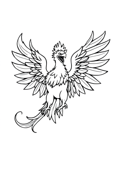 Fierce Phoenix Rising Coloring Page