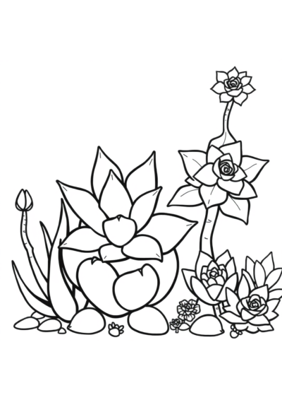 Fierce Succulent Plants Coloring Page