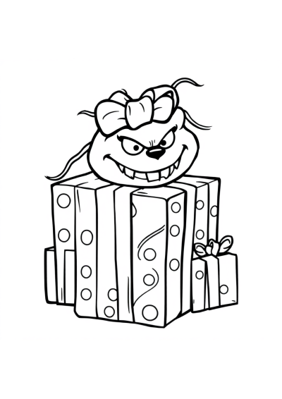 Fierce Wrapped Presents Coloring Page