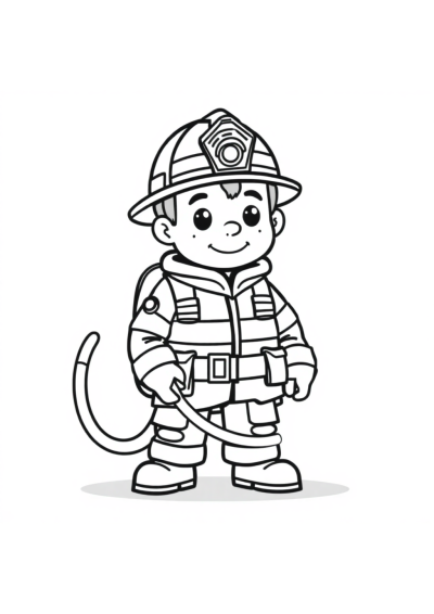 Firefighter With Hose Coloring Page