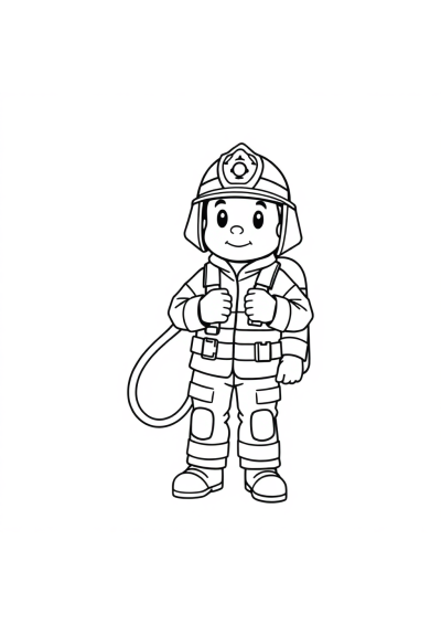 Firefighter With Hose In Space Coloring Page