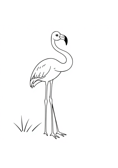 Flamingo Standing At Night Coloring Page