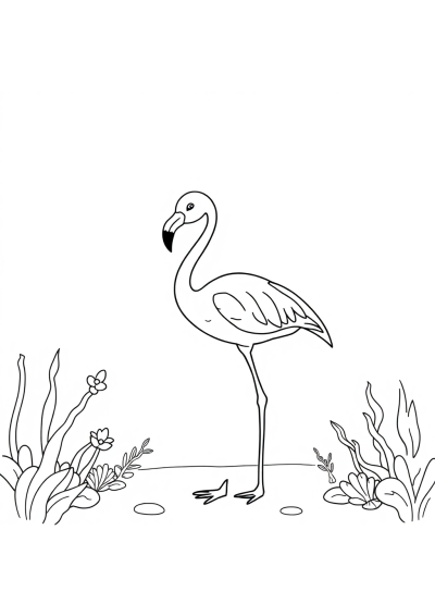 Flamingo Standing Underwater Coloring Page