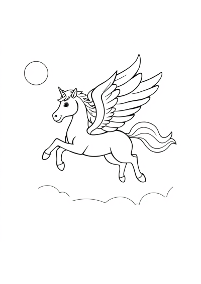 Flying Pegasus In Space Coloring Page