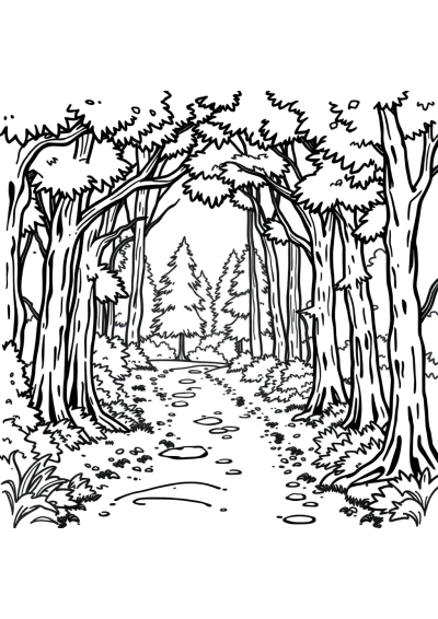 Forest Path Coloring Page