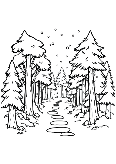 Forest Path In Space Coloring Page