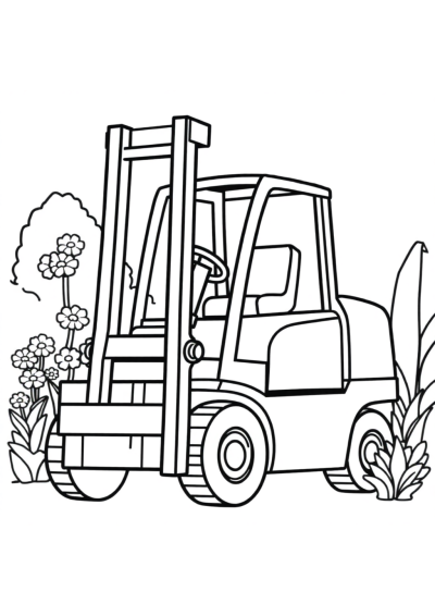 Forklift In Garden Coloring Page