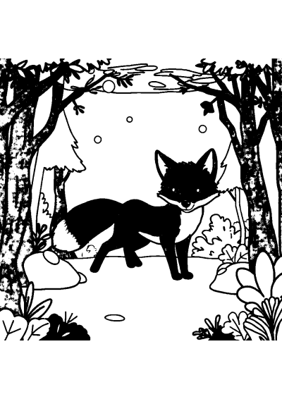 Fox In Forest Underwater Coloring Page