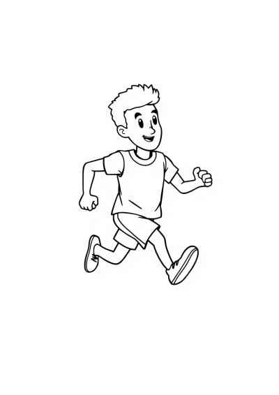 Friendly Athlete Running Coloring Page