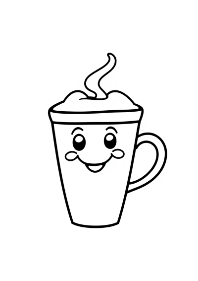 Friendly Coffee Cup Coloring Page