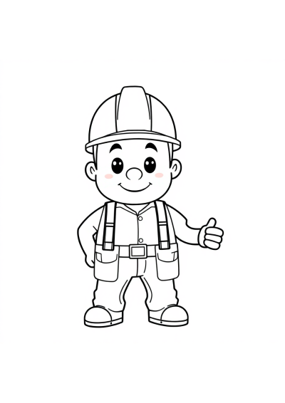 Friendly Construction Worker Coloring Page