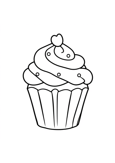 Friendly Cupcake Decorated Coloring Page