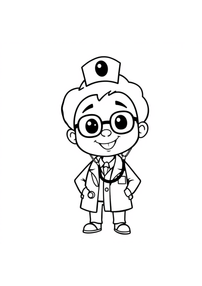 Friendly Doctor With Stethoscope Coloring Page