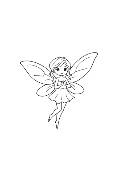 Friendly Fairy With Wings Coloring Page
