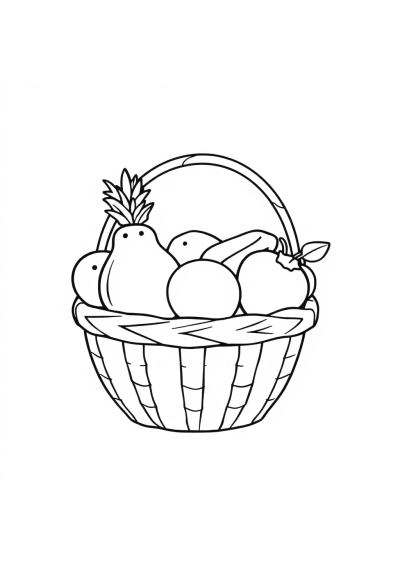 Friendly Fruit Basket Coloring Page