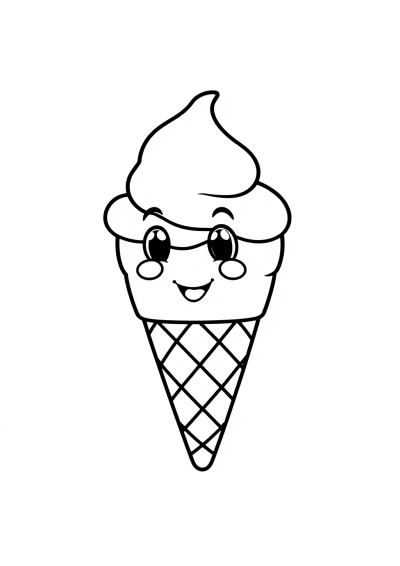 Friendly Ice Cream Cone Coloring Page