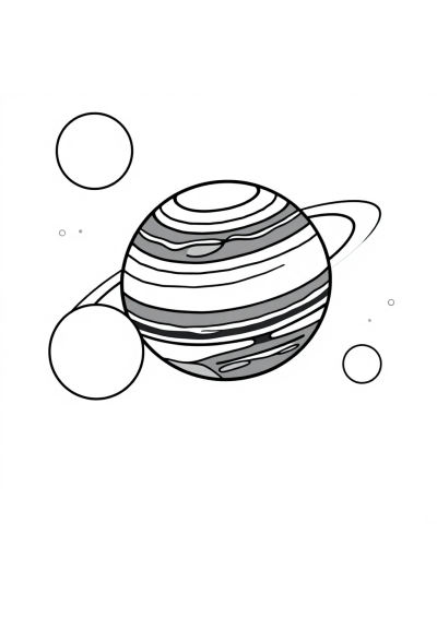 Friendly Jupiter And Moons Coloring Page