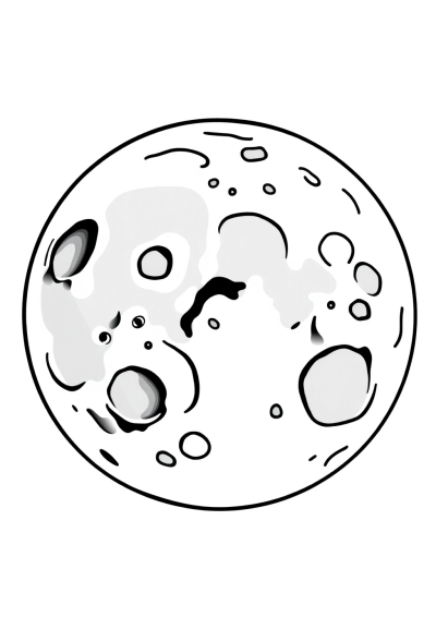 Printable Friendly Moon Surface With Craters Coloring Page