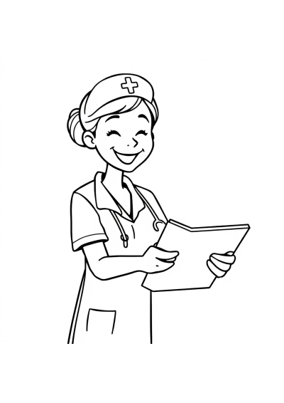 Friendly Nurse Helping Coloring Page