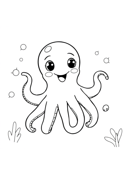 Friendly Octopus Underwater Coloring Page