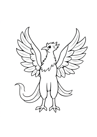 Friendly Phoenix Rising Coloring Page