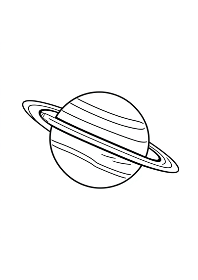Friendly Planet Saturn With Rings Coloring Page